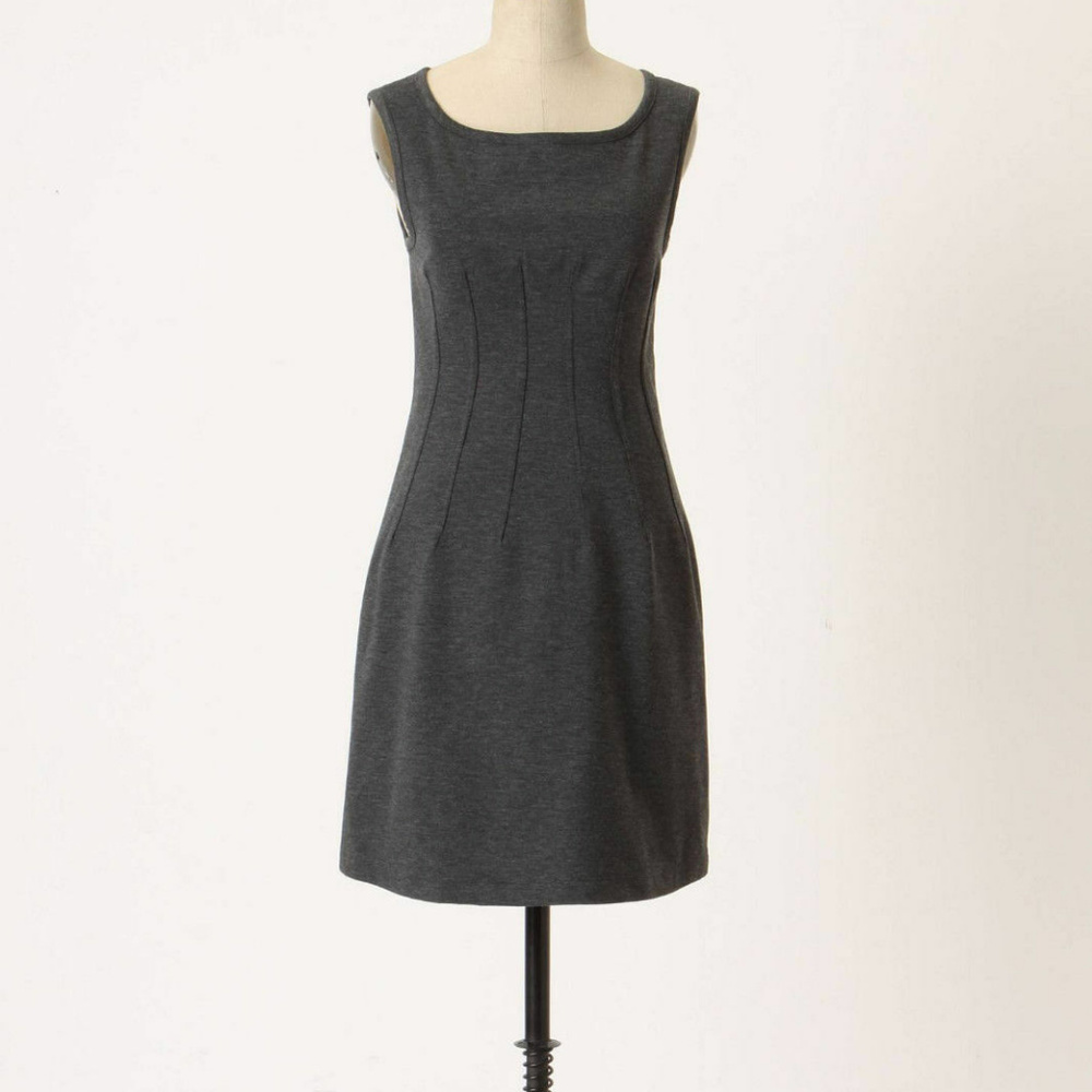Anthropologie Curvy Shift, Classic Gray Sheath Dress By Deletta size S NEW